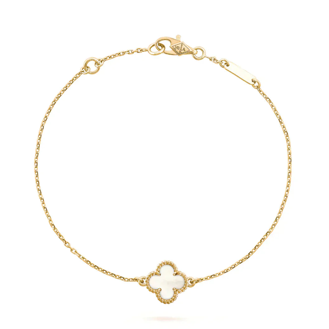 [🌹Rose💎]CLOVER WHITE MOP SINGLE FLOWER BRACELET