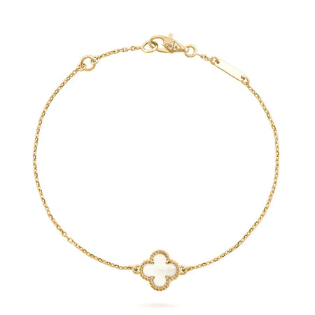 [🌹Rose💎]CLOVER WHITE MOP SINGLE FLOWER BRACELET