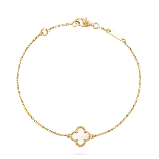 [Rose Jewelrys]CLOVER WHITE MOP SINGLE FLOWER BRACELET
