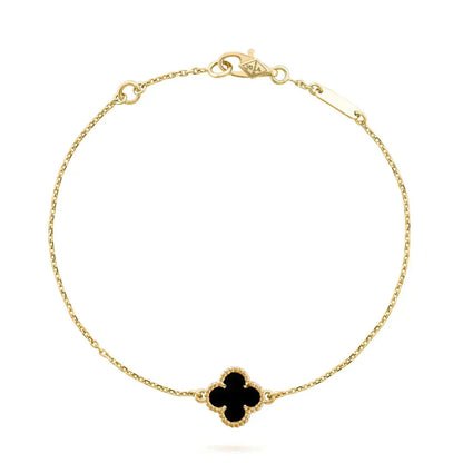 [Rose Jewelrys]CLOVER ONYX SINGLE FLOWER BRACELET