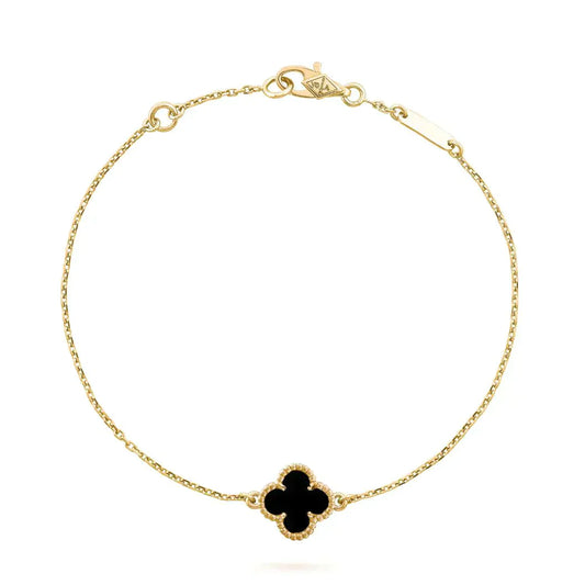 [Rose Jewelrys]CLOVER ONYX SINGLE FLOWER BRACELET