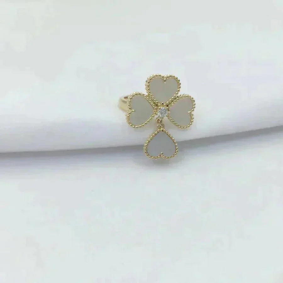 [🌹Rose💎]SWEET CLOVER WHITE MOP RING