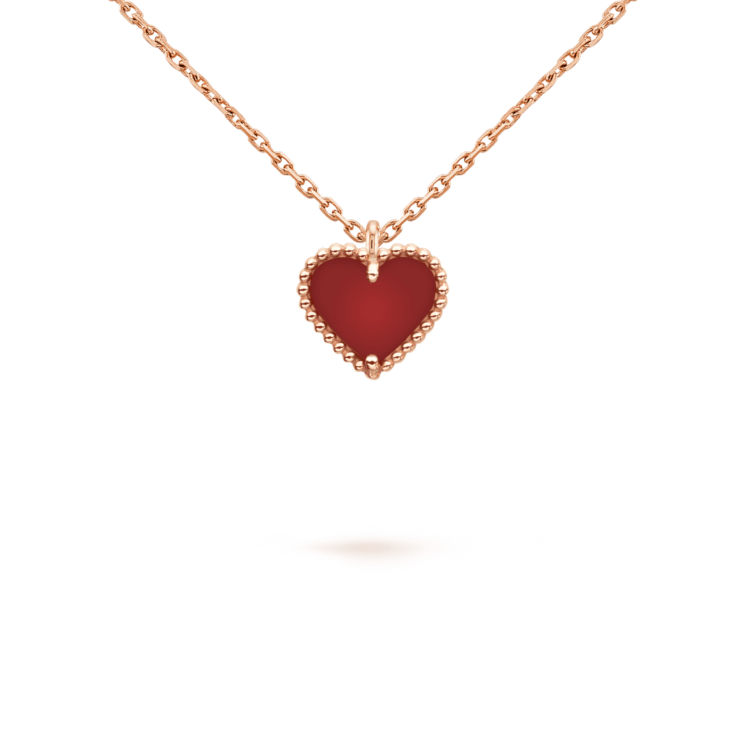 [🌹Rose💎]SWEET CLOVER CARNELIAN HEART NECKLACE