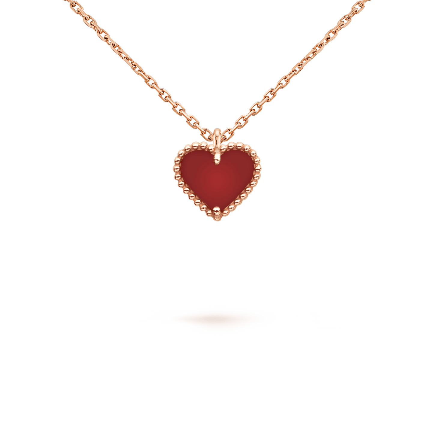 [Rose Jewelrys]SWEET CLOVER CARNELIAN HEART NECKLACE