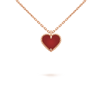 [🌹Rose💎]SWEET CLOVER CARNELIAN HEART NECKLACE