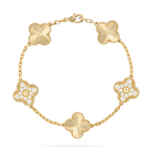 [Rose Jewelrys]CLOVER BRACELET 5 MOTIFS GOLD DIAMOND