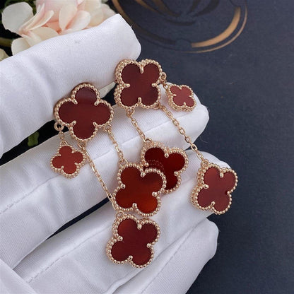 [Rose Jewelrys]CLOVER EARRINGS CARNELIAN 4 MOTIFS PINK GOLD