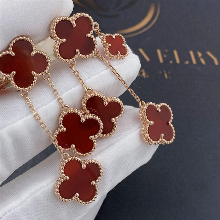 [Rose Jewelrys]CLOVER EARRINGS CARNELIAN 4 MOTIFS PINK GOLD