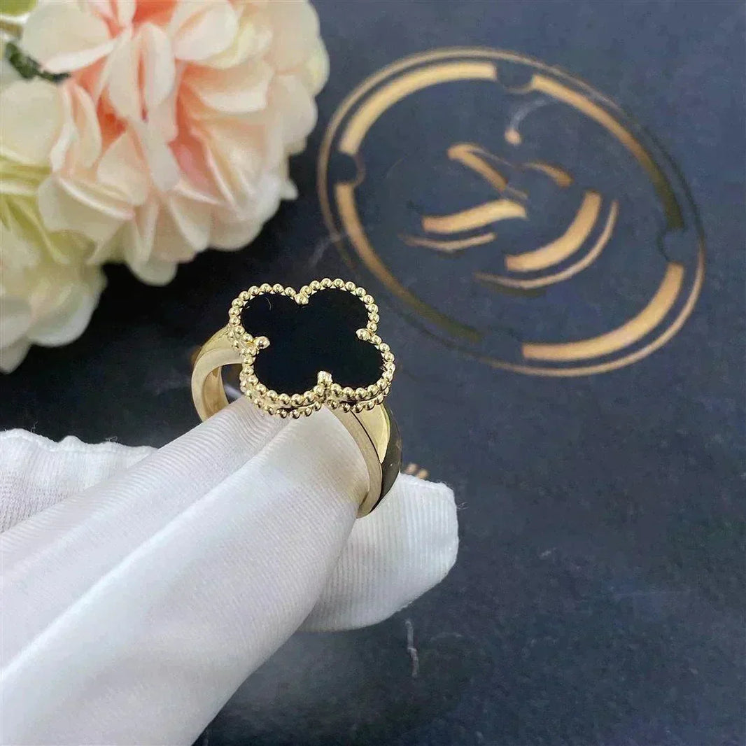 [🌹Rose💎]CLOVER ONYX RING