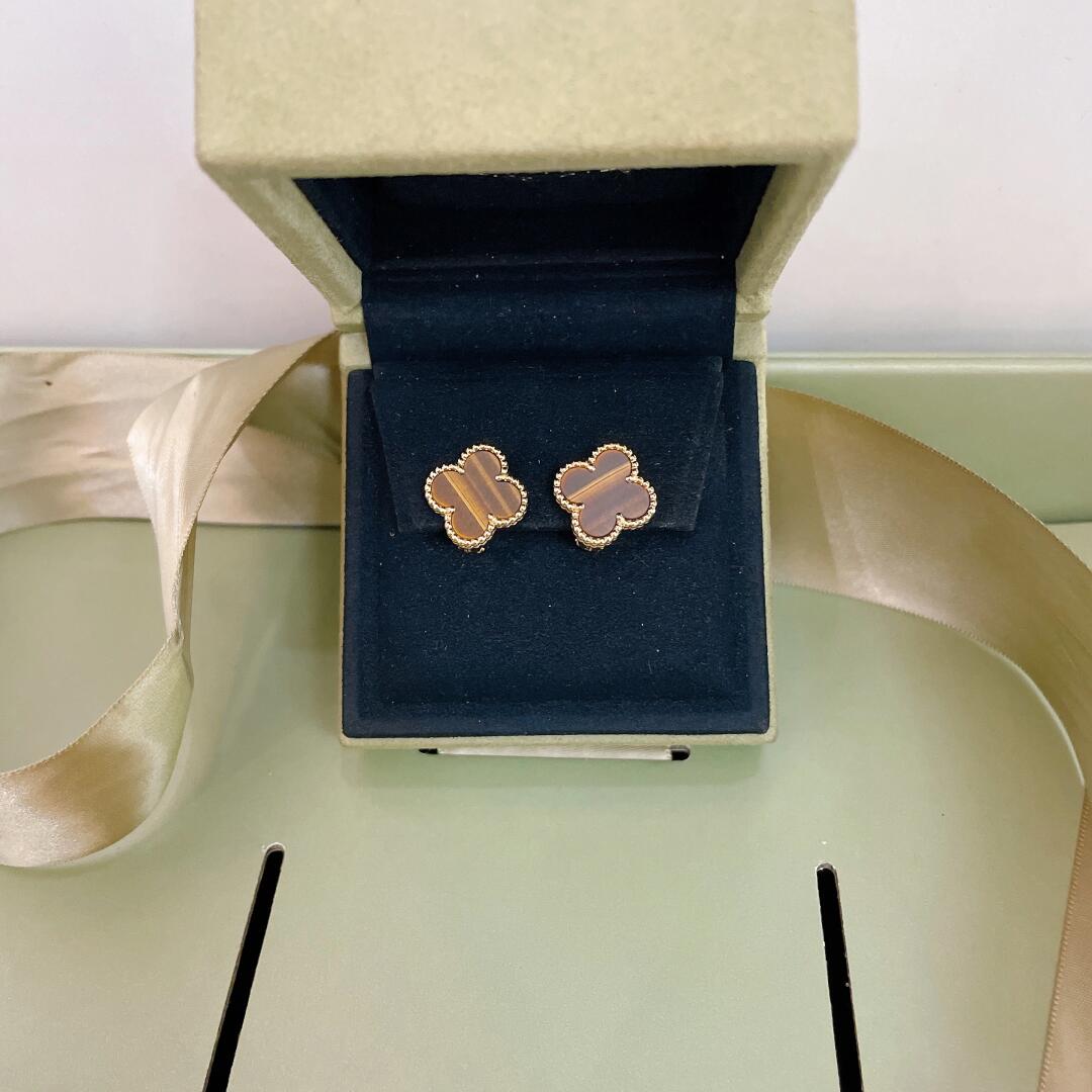 [Rose Jewelrys]CLOVER MEDIUM 1 MOTIFS TIGER'S EYE EARRINGS
