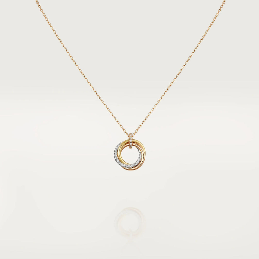 [🌹Rose💎]TRINITY NECKLACE SILVER GOLD PINK GOLD DIAMONDS