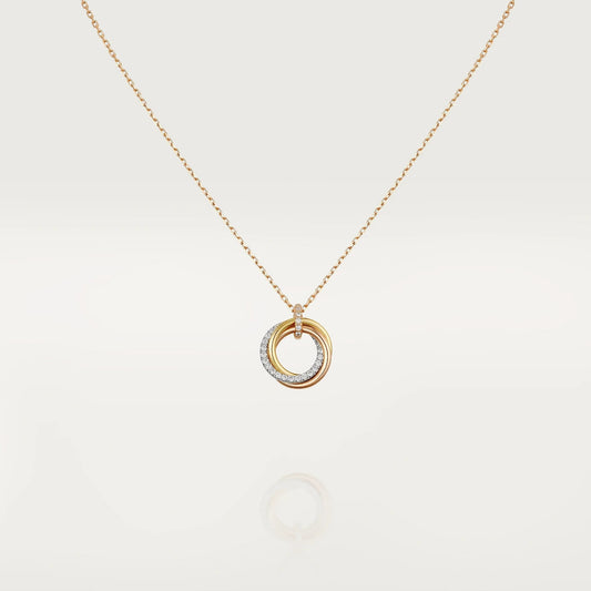 [Rose Jewelrys]TRINITY NECKLACE SILVER GOLD PINK GOLD DIAMONDS