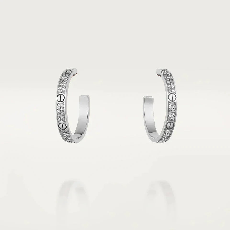 [🌹Rose💎]LOVE DIAMOND SILVER HOOP EARRINGS