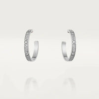 [🌹Rose💎]LOVE DIAMOND SILVER HOOP EARRINGS