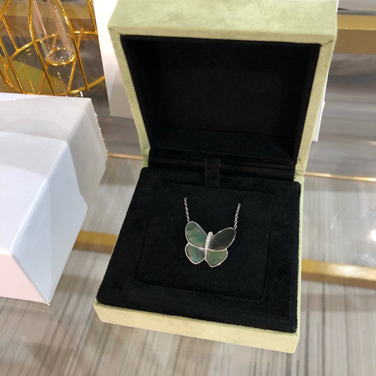 [Rose Jewelrys]LARGE BUTTERFLY SILVER PENDANT DIAMOND NECKLACE