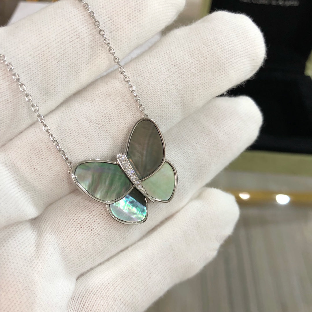 [Rose Jewelrys]LARGE BUTTERFLY SILVER PENDANT DIAMOND NECKLACE