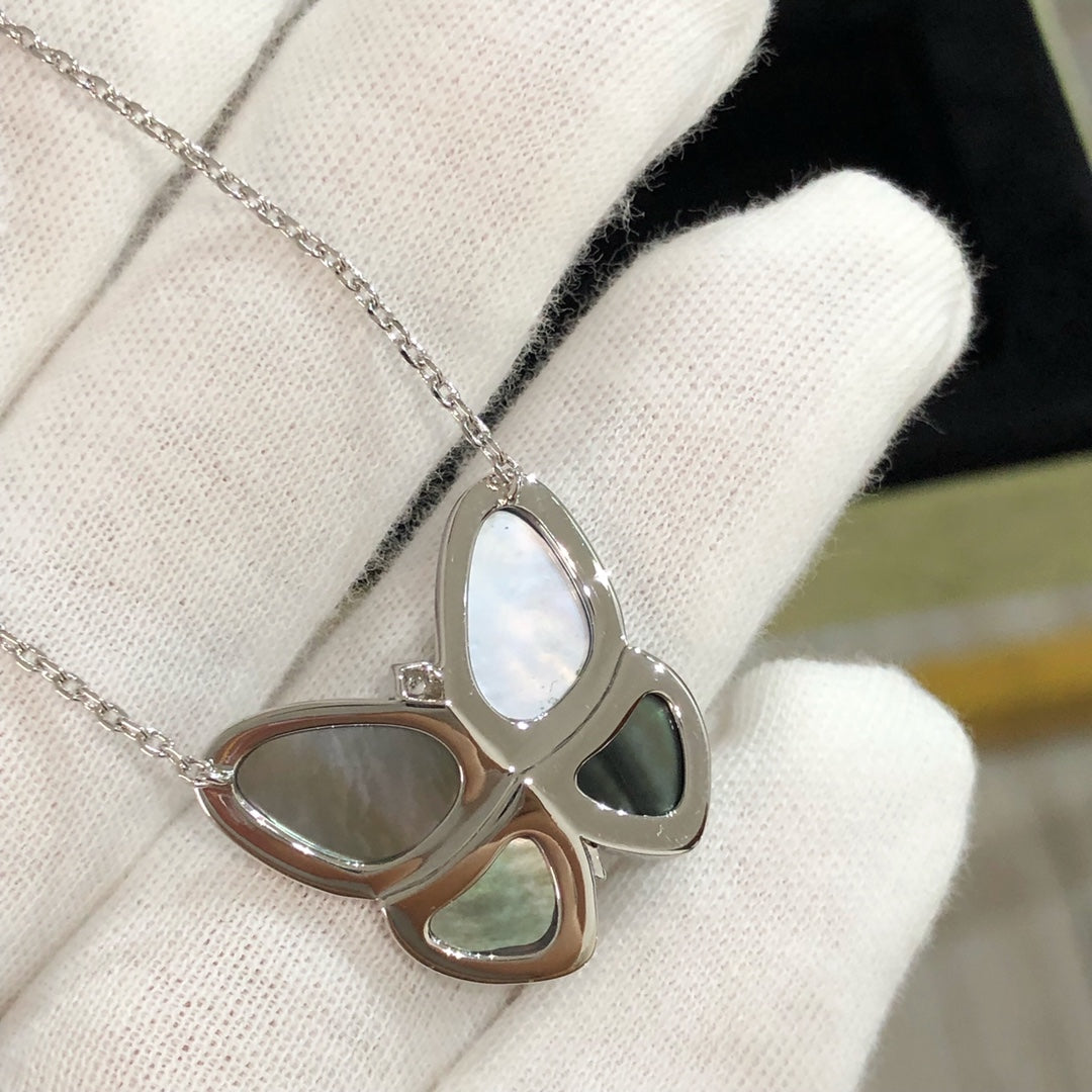 [Rose Jewelrys]LARGE BUTTERFLY SILVER PENDANT DIAMOND NECKLACE