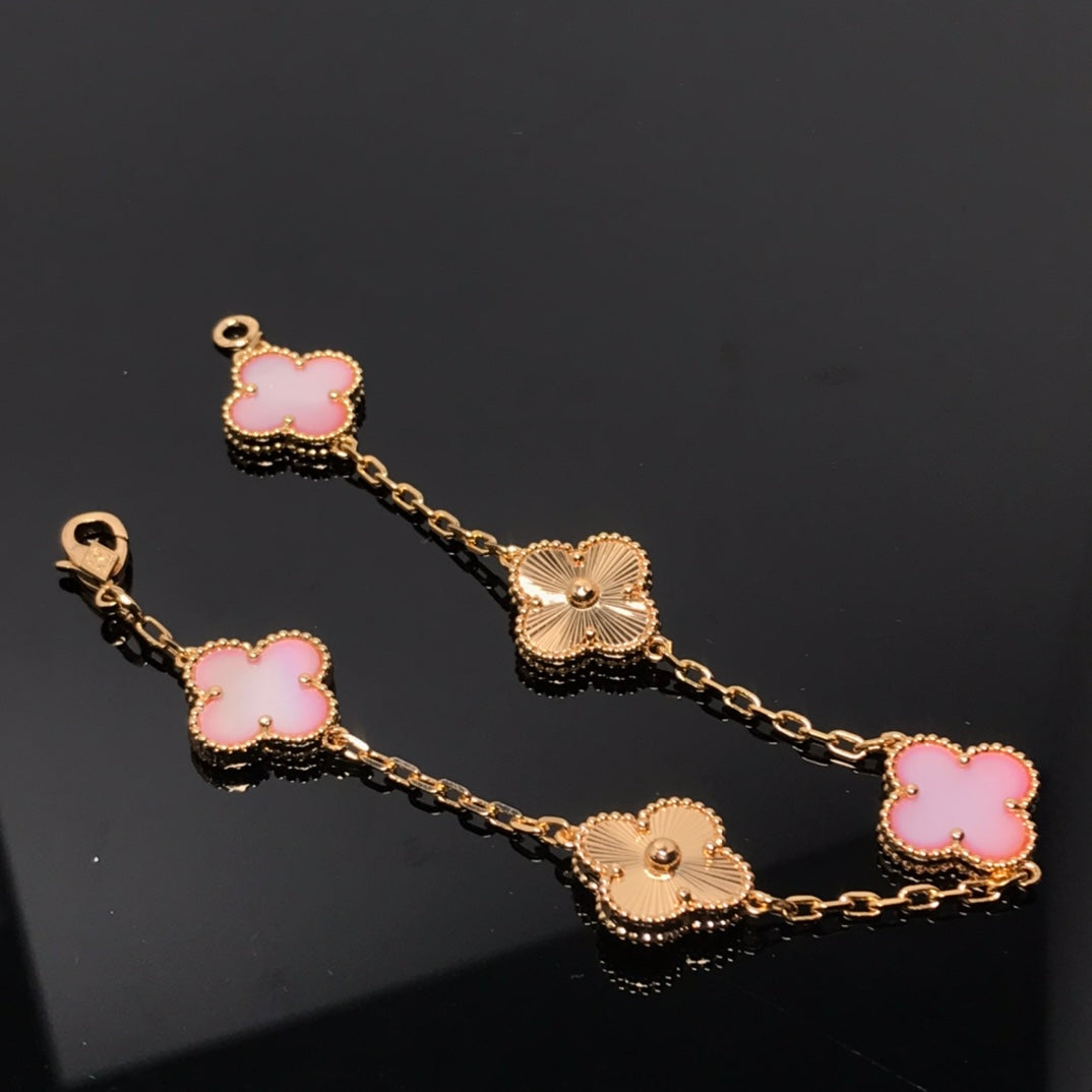 [Rose Jewelrys]CLOVER BRACELET 5 MOTIF PINK AND PINK GOLD