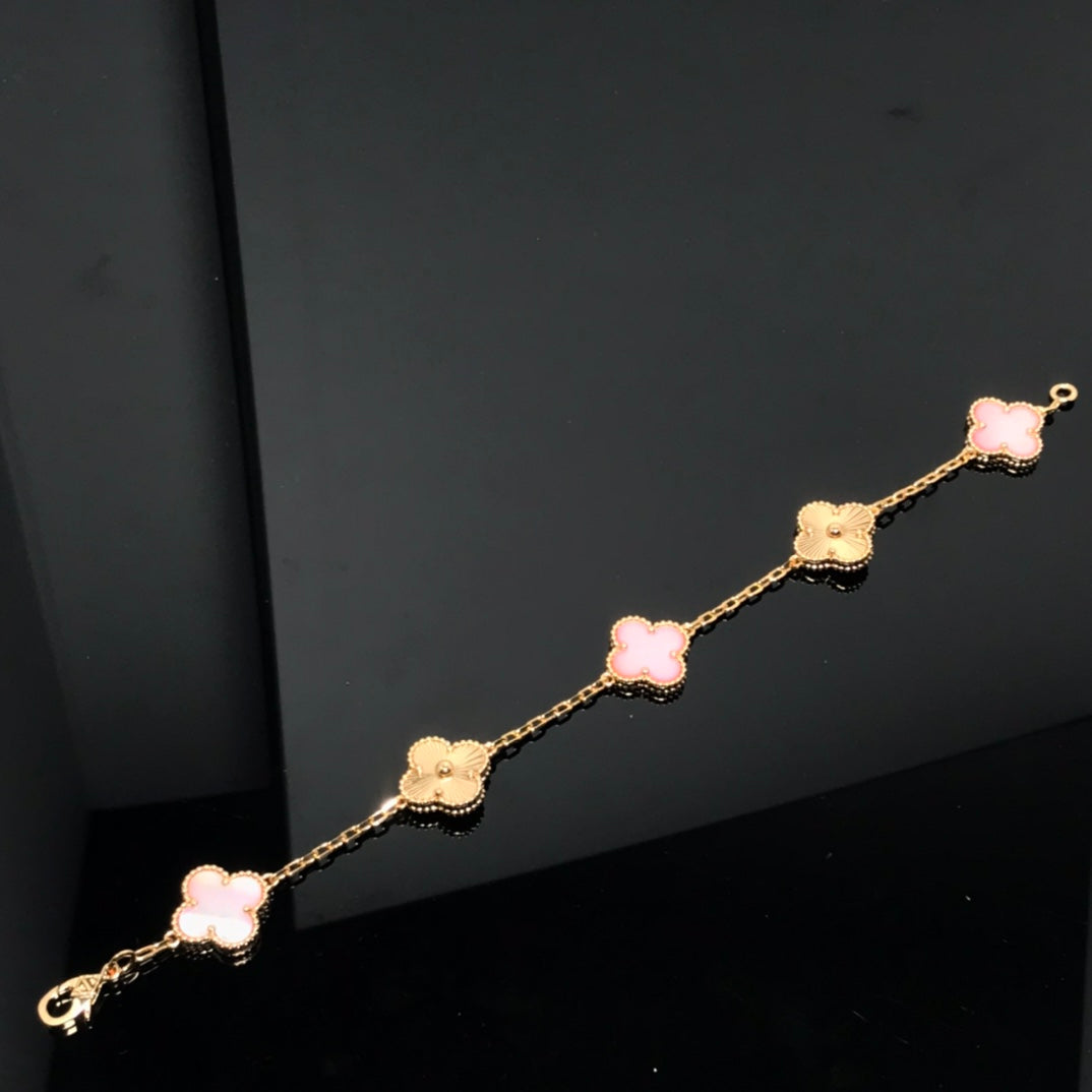 [Rose Jewelrys]CLOVER BRACELET 5 MOTIF PINK AND PINK GOLD