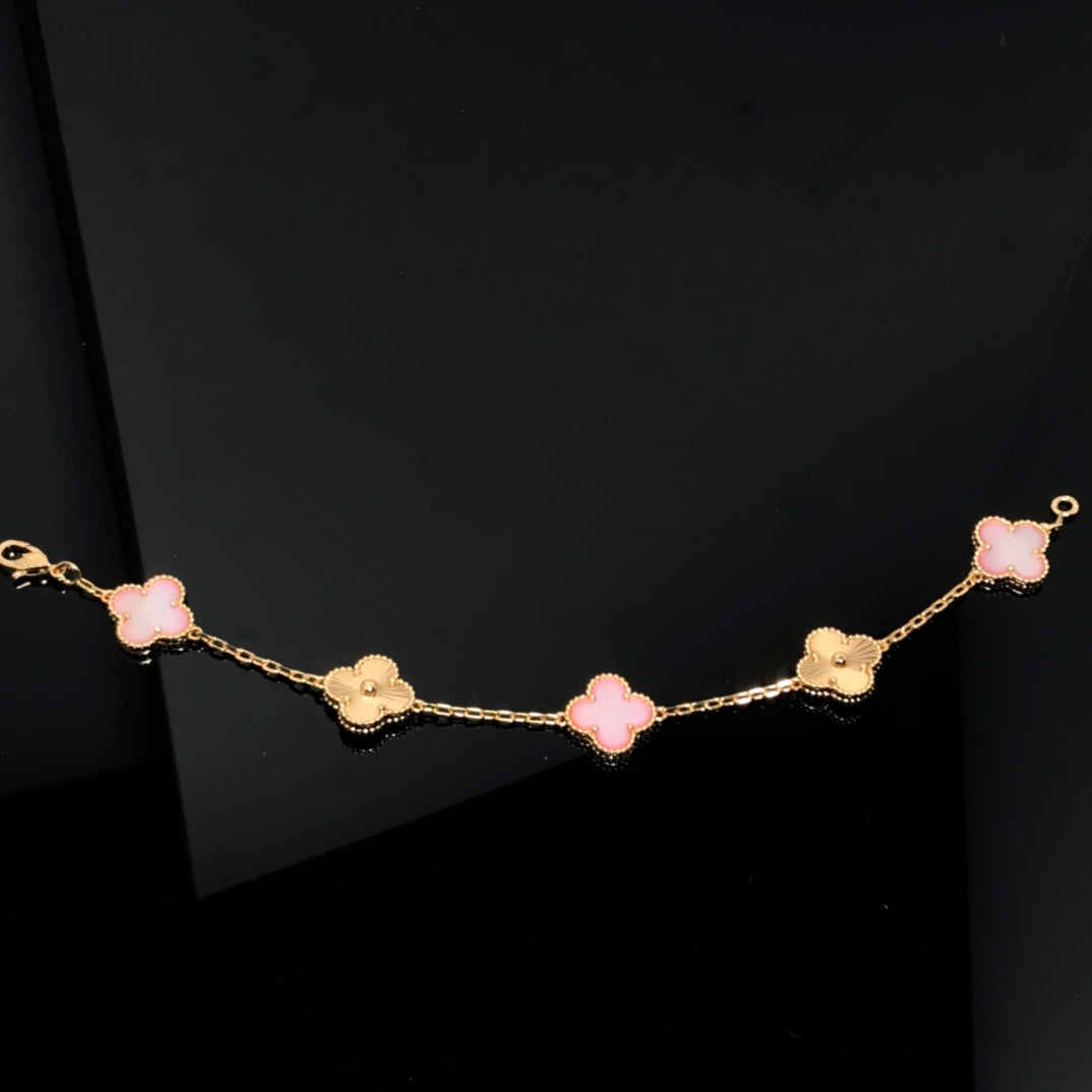 [Rose Jewelrys]CLOVER BRACELET 5 MOTIF PINK AND PINK GOLD