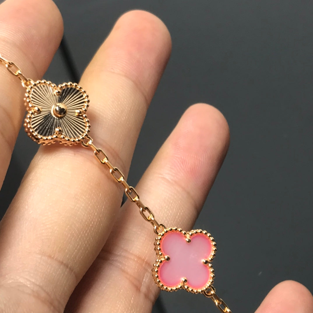 [Rose Jewelrys]CLOVER BRACELET 5 MOTIF PINK AND PINK GOLD