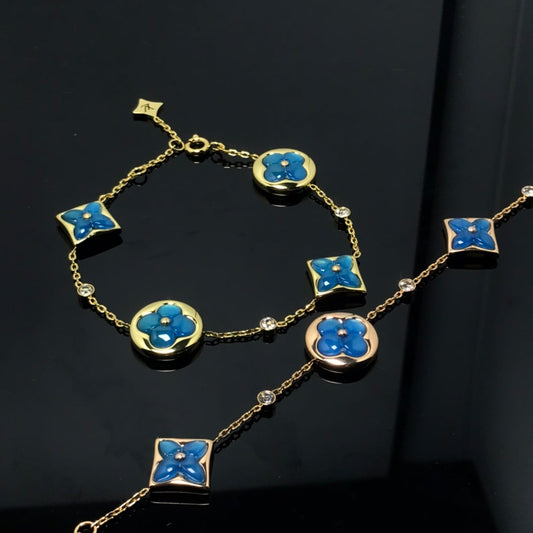 [Rose Jewelrys]STAR AND SUN 4 MOTIF BLUE BRACELET