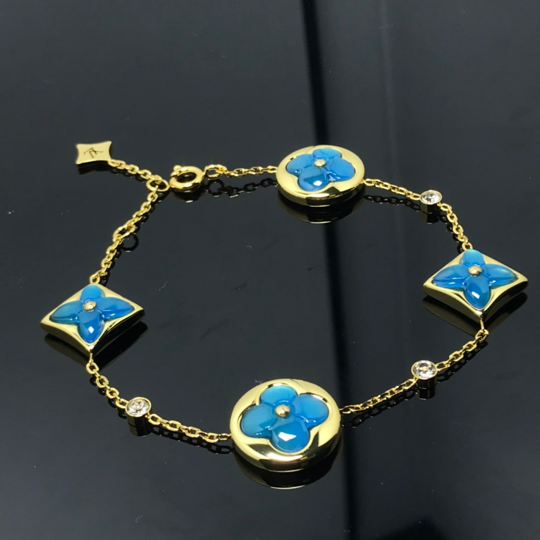 [Rose Jewelrys]STAR AND SUN 4 MOTIF BLUE BRACELET