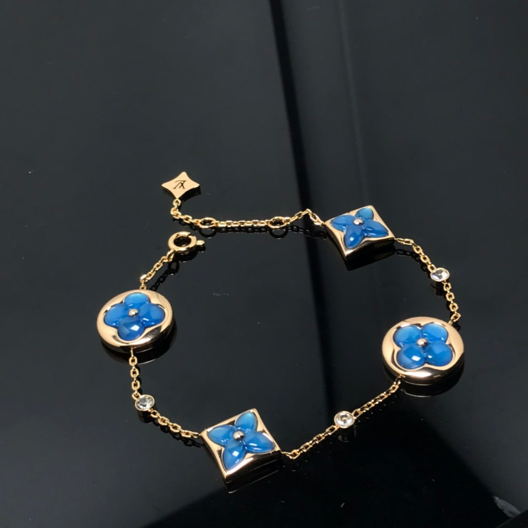[Rose Jewelrys]STAR AND SUN 4 MOTIF BLUE BRACELET