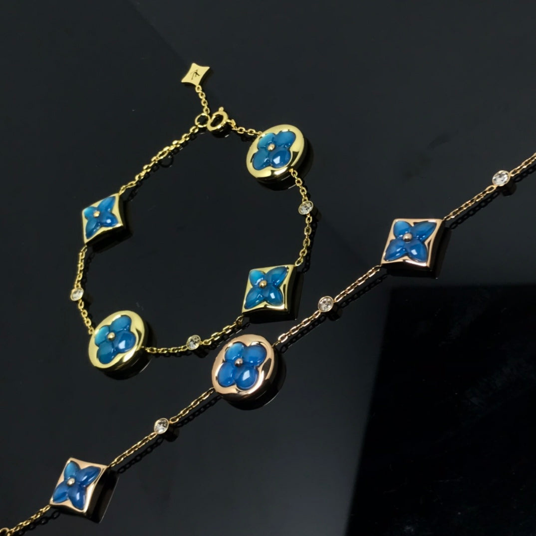 [Rose Jewelrys]STAR AND SUN 4 MOTIF BLUE BRACELET