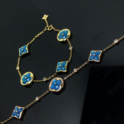 [Rose Jewelrys]STAR AND SUN 4 MOTIF BLUE BRACELET