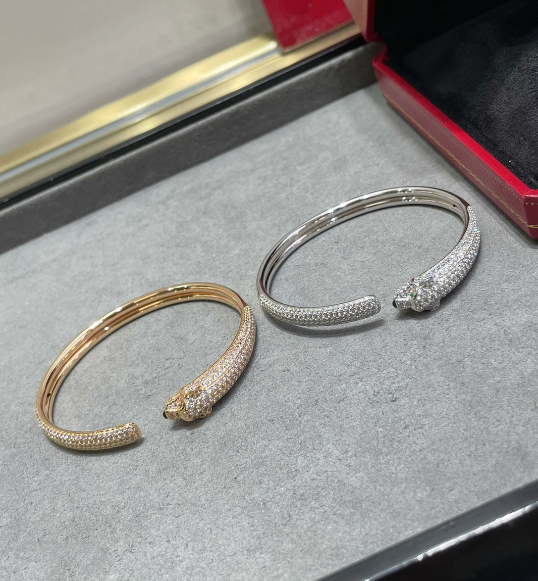 [🌹Rose💎]PANTHERE FULL DIAMOND OPEN BRACELET