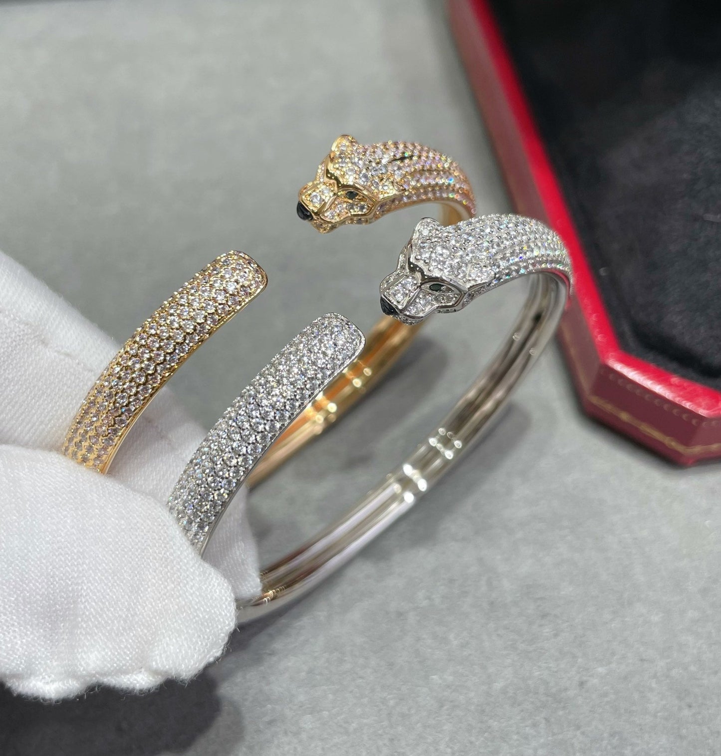 [Rose Jewelrys]PANTHERE FULL DIAMOND OPEN BRACELET