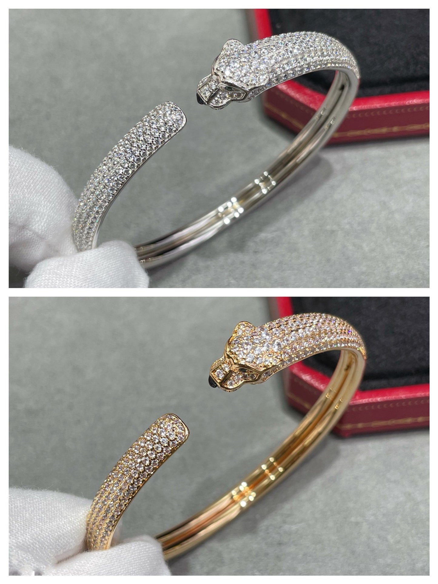 [Rose Jewelrys]PANTHERE FULL DIAMOND OPEN BRACELET