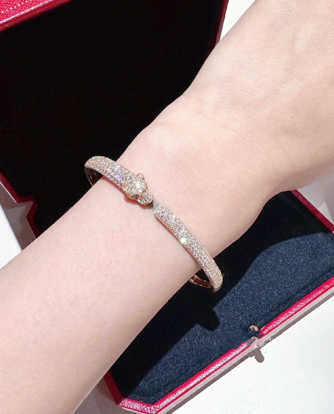 [Rose Jewelrys]PANTHERE FULL DIAMOND OPEN BRACELET
