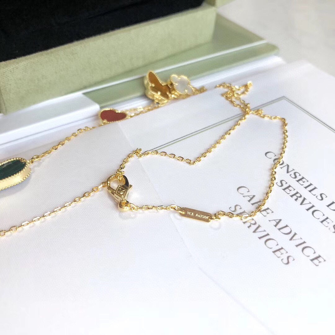 [Rose Jewelrys]LUCKY SPRING 4 MOTIFS ROSE GOLD NECKLACE