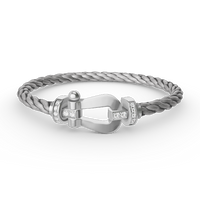 [🌹Rose💎]FORCE LARGE HORSESHOE HALF DIAMOND BRACELET SILVER