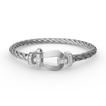 [🌹Rose💎]FORCE LARGE HORSESHOE HALF DIAMOND BRACELET SILVER