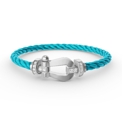[Rose Jewelrys]FORCE LARGE HORSESHOE HALF DIAMOND BRACELET SILVER
