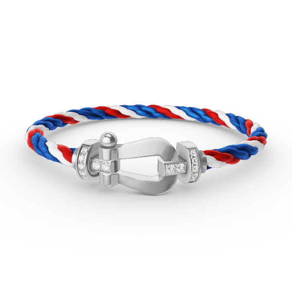 []FORCE LARGE HORSESHOE HALF DIAMOND BRACELET SILVER