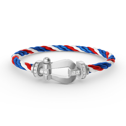 []FORCE LARGE HORSESHOE HALF DIAMOND BRACELET SILVER