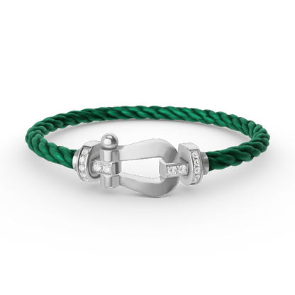 [Rose Jewelrys]FORCE LARGE HORSESHOE HALF DIAMOND BRACELET SILVER