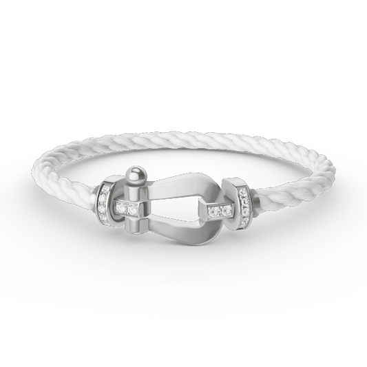 [Rose Jewelrys]FORCE LARGE HORSESHOE HALF DIAMOND BRACELET SILVER