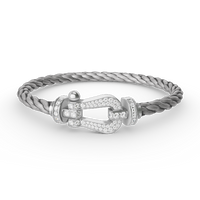 [🌹Rose💎]FORCE LARGE HORSESHOE FULL DIAMOND BRACELET SILVER