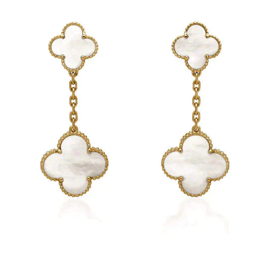 [Rose Jewelrys]CLOVER 2 MOTIF WHITE MOP EARRINGS