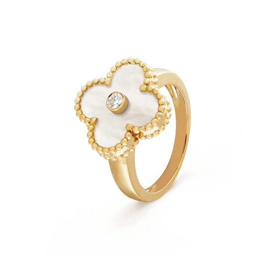 [Rose Jewelrys]CLOVER PINK MOP RING GOLD DIAMOND