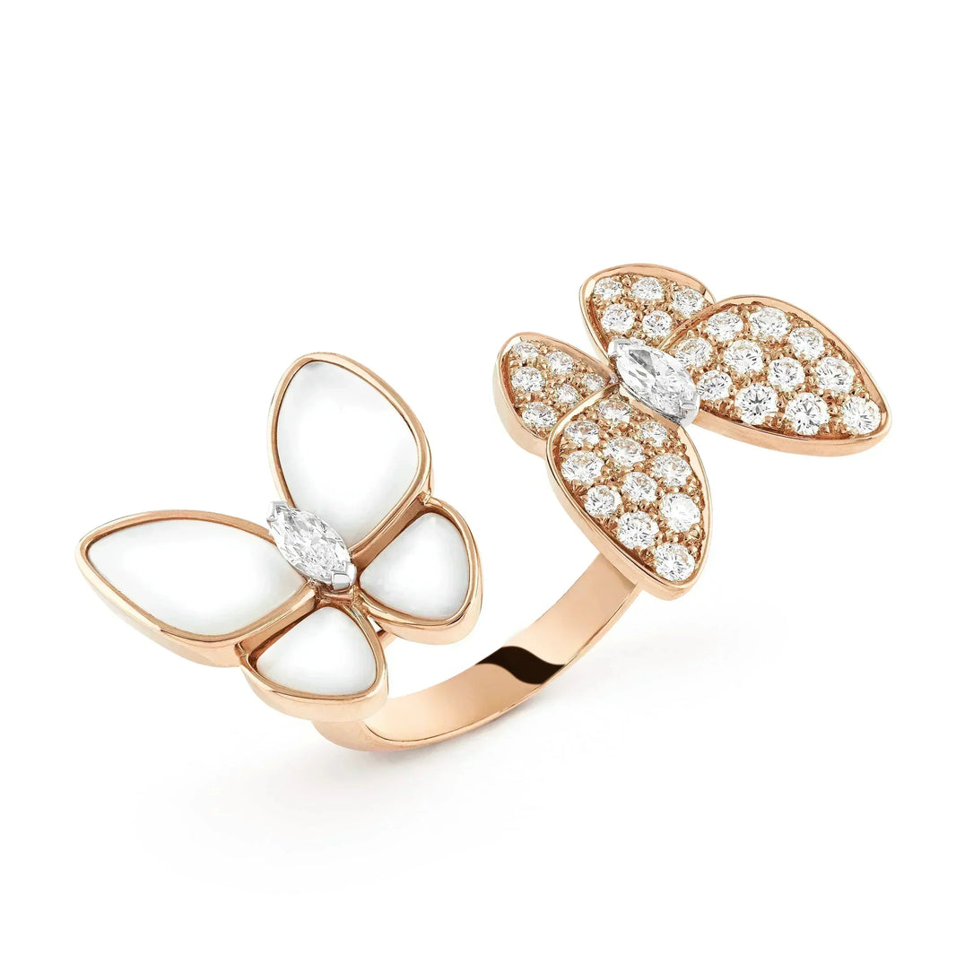 [🌹Rose💎]TWIN BUTTERFLY DIAMOND MOP RING