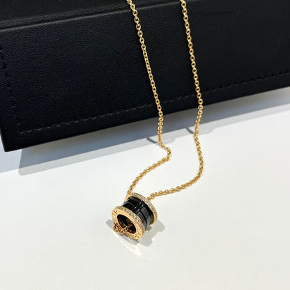 [Rose Jewelrys]ZERO 1 BLACK CERAMIC DIAMOND PINK GOLD NECKLACE